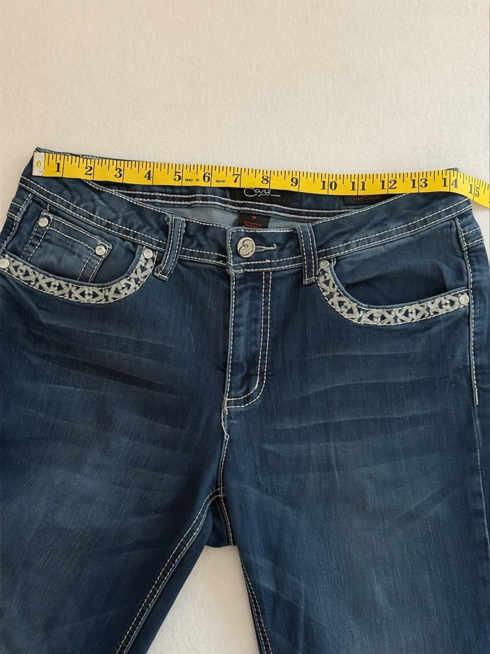 Earl Jeans Womens Size 8 Bootcut Jeans Embellished Cross Flap Pocket Denim Y2K - Picture 12 of 15